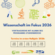 Grafische Ankündigung der Vortragsreihe „Wissenschaft im Fokus 2026 – Vortragsreihe mit Alumni des Programms Studienbrücke“. Das Bild zeigt stilisierte Symbole aus den MINT-Fächern (z. B. Mikroskop, Reagenzgläser, Zahnräder, Schaltkreis). Genannt sind Termine im ersten Halbjahr 2026: 13.02. um 16 Uhr, 13.03. um 16 Uhr, 17.04. um 17 Uhr, 15.05. um 17 Uhr und 12.06. um 17 Uhr. Unten sind die Logos von Goethe-Institut, Studienbrücke und Universitätsallianz Ruhr abgebildet.